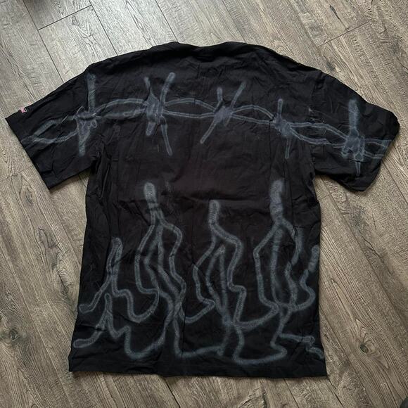 Y2K Dickies Wire Grunge Skull Tattoo Flames Skate Tee - Picture 2 of 6